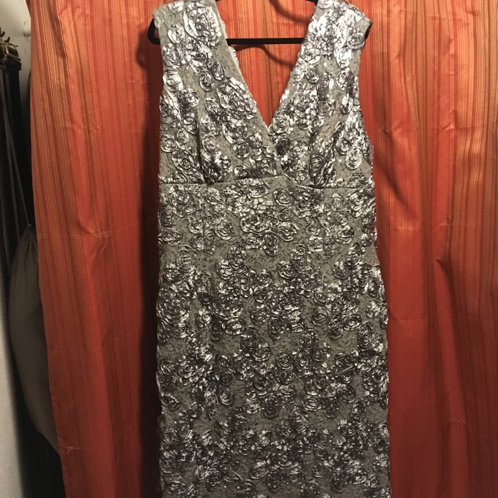 Lace and Roses Silver Grey Dress Size 22